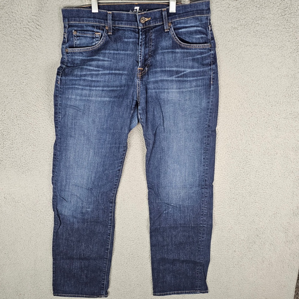 7 For All Mankind Jeans Mens 33 Blue Austyn Relaxed Straight Dark Wash Denim